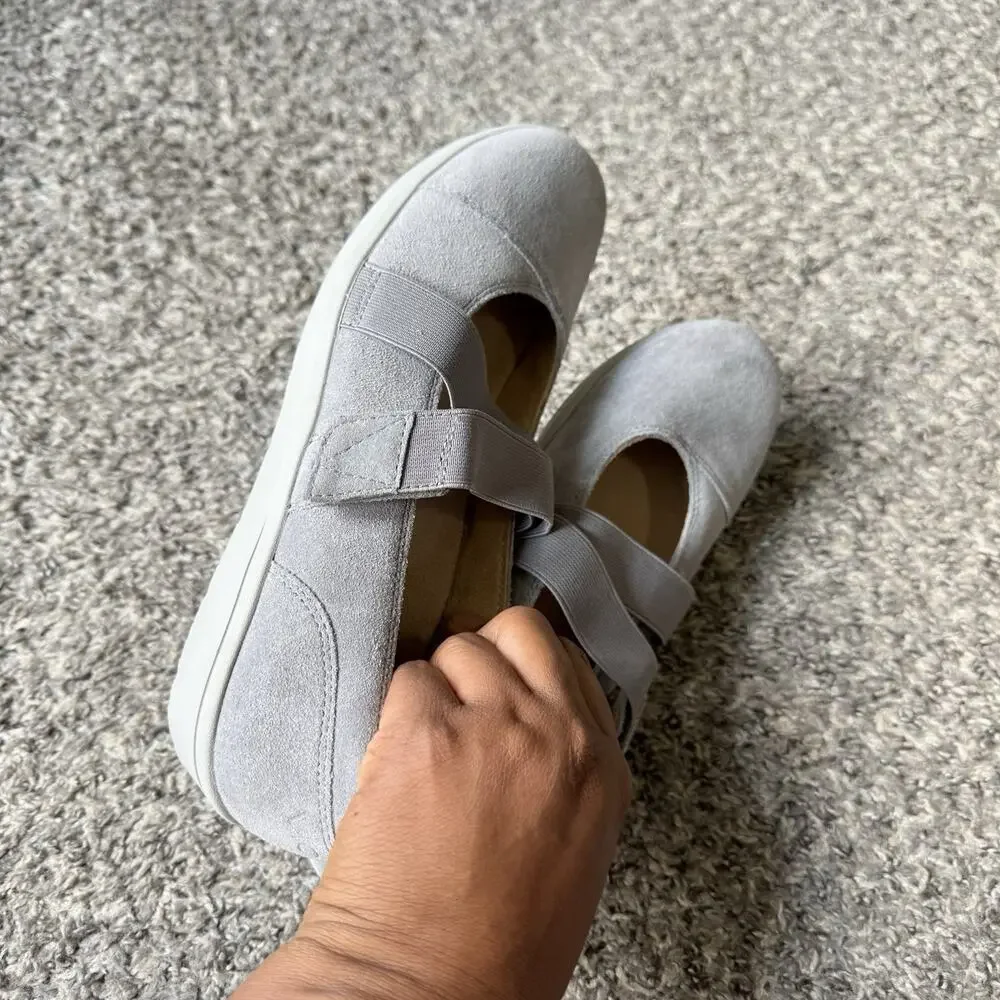 Vionic 9.5 Shelby Gray Mary Jane Comfort Shoes Flats Suede Comfort Orthotic